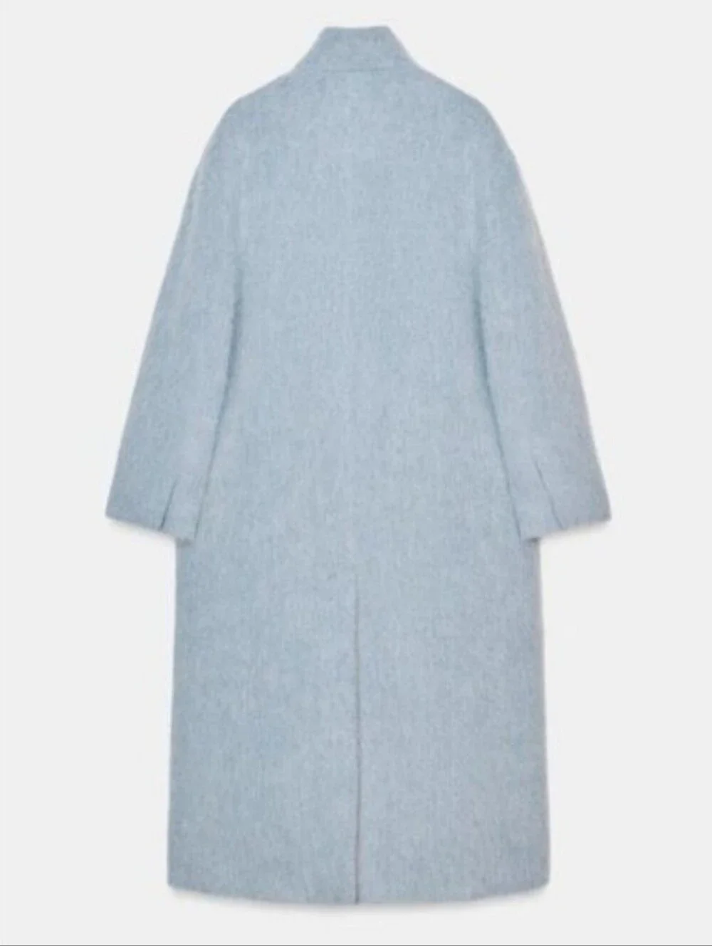 ZARA STRAIGHT COAT WITH MANTECO WOOL Size M Blue